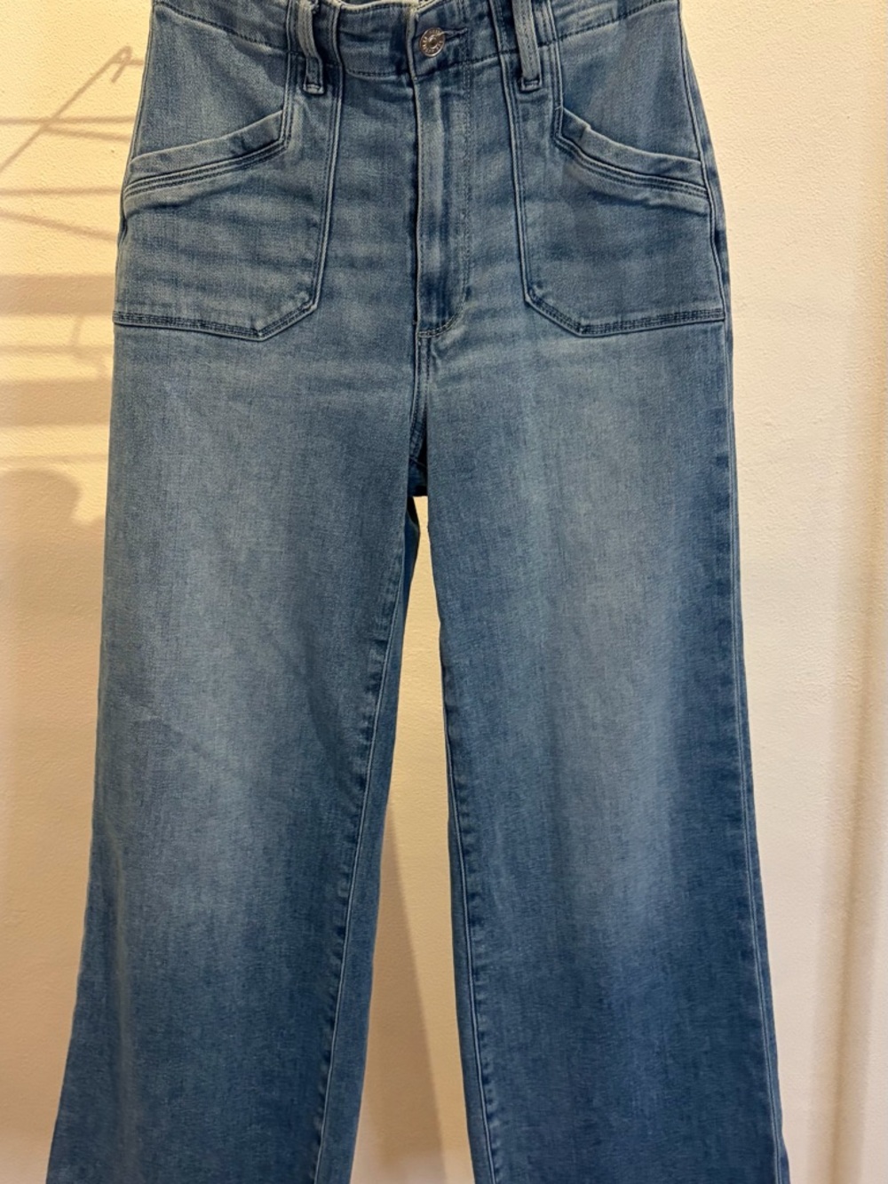 PAIGE Light Blue High-Rise Wide Leg Jeans - Picture 2 of 5
